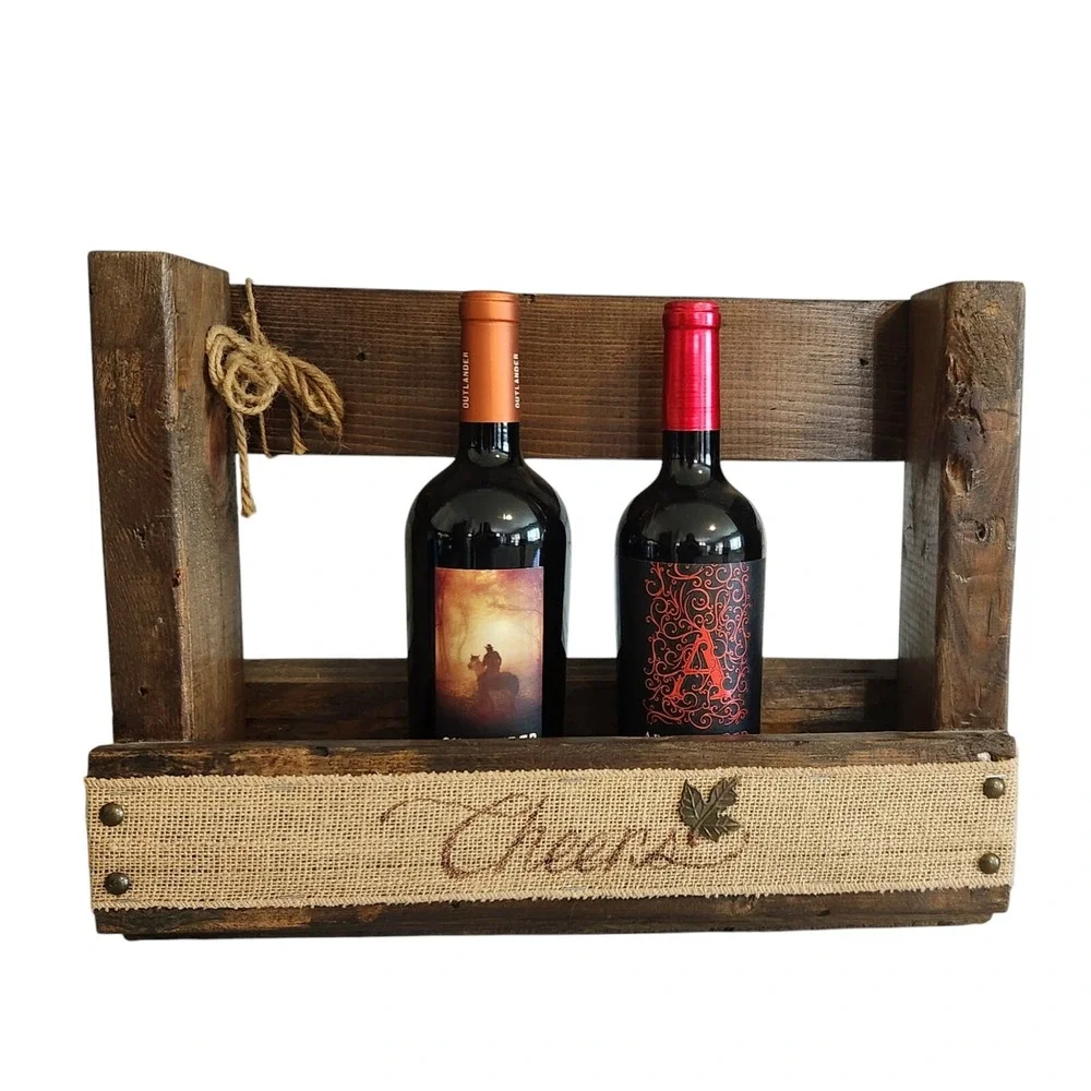 Rustic‎ Freestanding Wooden Wine Rack Wall Shelf Box Farmhouse Reclaimed Wood